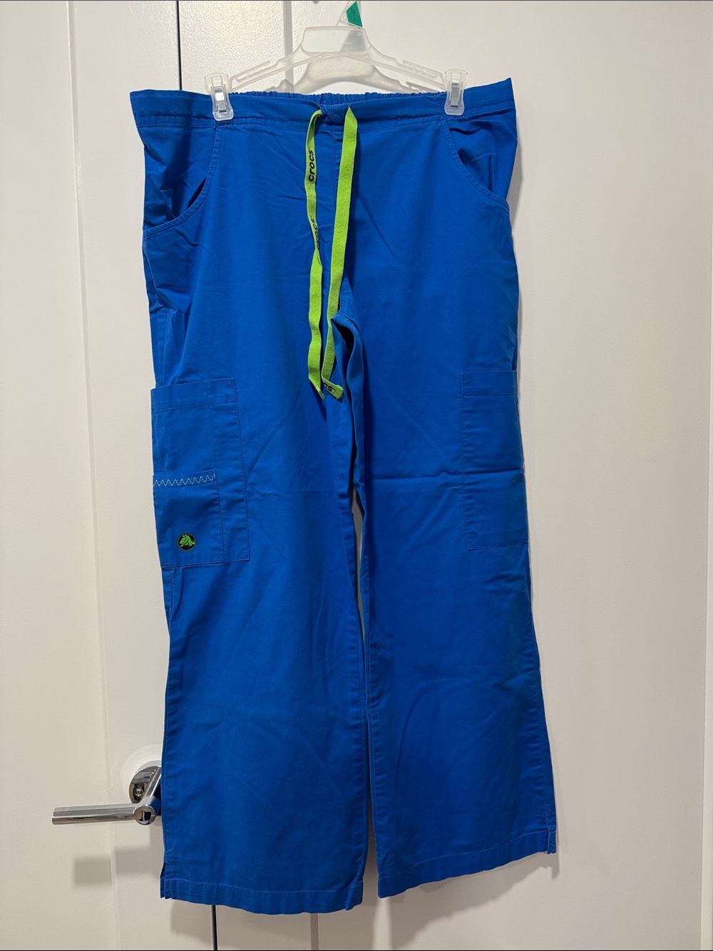 CROCS Royal Blue Medical Scrub Pants with Lime Label Accent